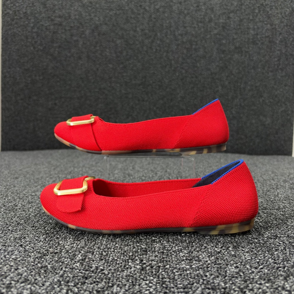 Rothys The Square Buckle Flat Women 7.5 Red good condition preppy holiday work